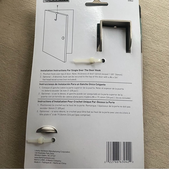 2 Satin Nickel Single Over-The-Door Use Anywhere Hooks By Liberty - Picture 5 of 6